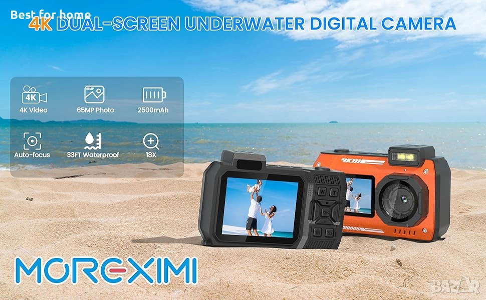 Водолазна водоустойчива камера 4K 65MP - 100 м от MOREXIMI, снимка 1