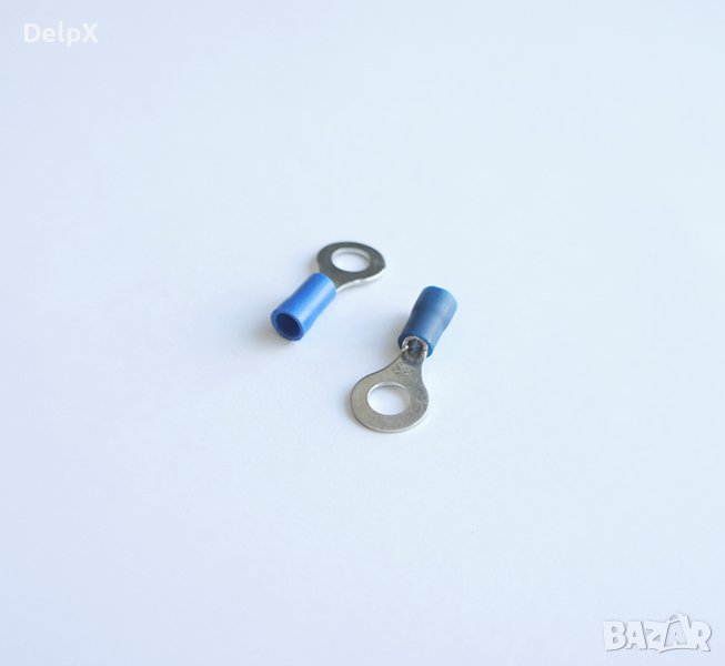 Кабелно ухо с изолация синьо Ф6mm/2,5mm2, снимка 1