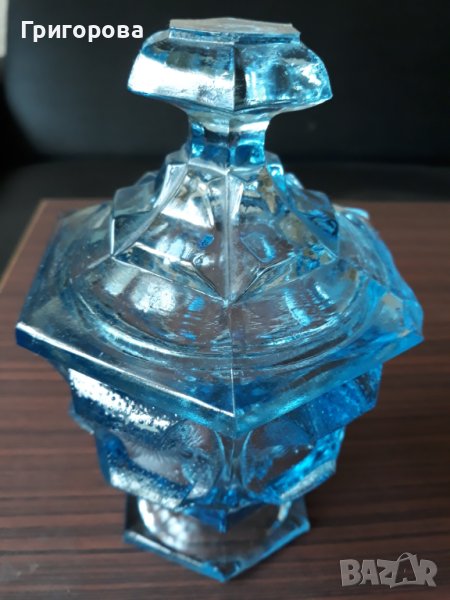 Стъклена захарница, снимка 1
