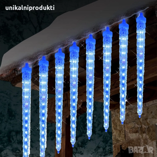 Коледни лампички ледени висулки 3м х 40см с изстрелваща се светлина , снимка 1