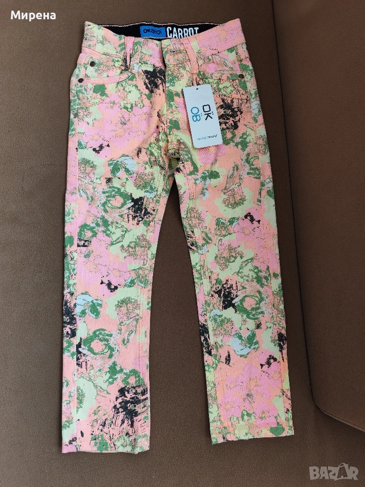 НОВИ цветни дънки Okaidi за 2 годишно момиче, снимка 1