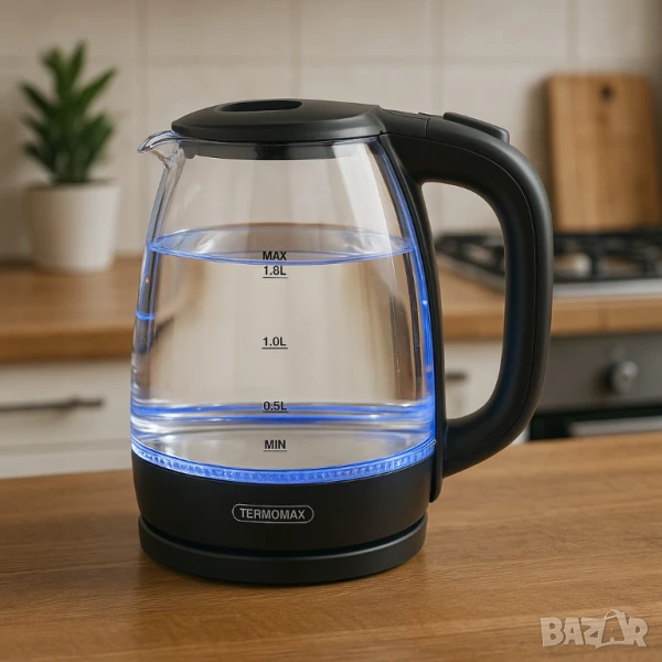Стъклена електрическа кана Termomax , снимка 1