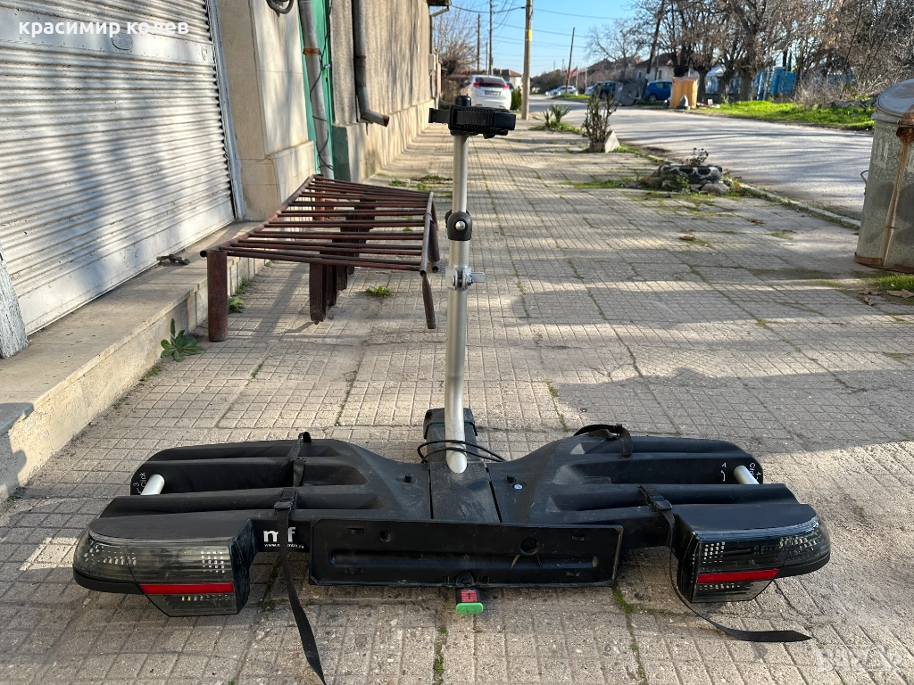 немски сгъваем багажник за теглич за два велосипеда, снимка 1