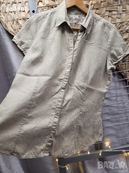 ЛЕНЕНА  Tom Taylor бежева риза, къс ръкав- 40 размер, снимка 1