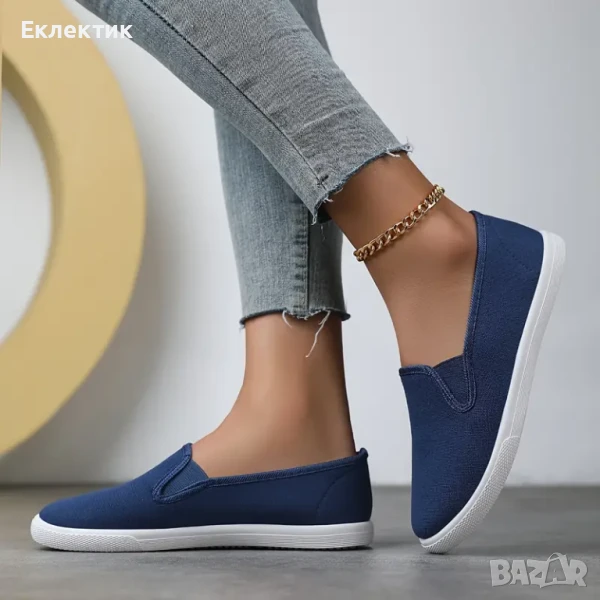 Класически платнени гуменки -- тъмно сини, снимка 1