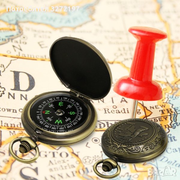 Ретро джобен Компас-Цинкова сплав,Ретро стил,Изискан външен вид, снимка 1