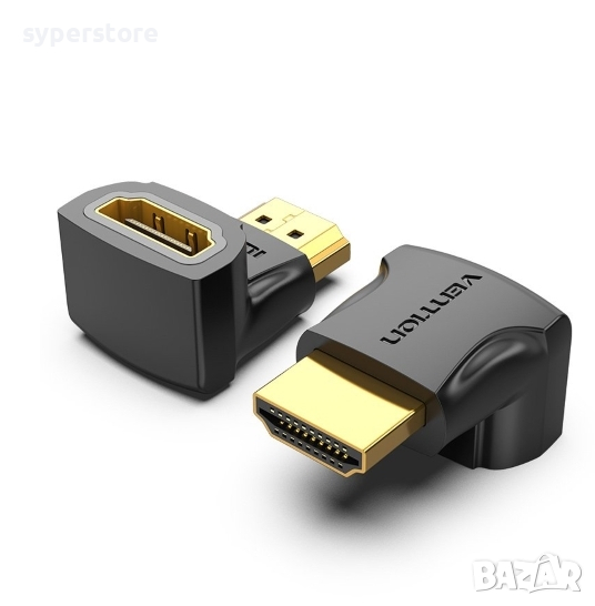 Преходник Адаптер HDMI Мъжко - HDMI Женско Ъглов на 90° Vention AIOB0 HDMI - HDMI M/F, снимка 1