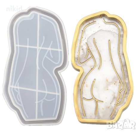 Абстрактно тяло прав силует жена гола силиконов молд форма поднос поставка основа фондан гипс смола , снимка 1