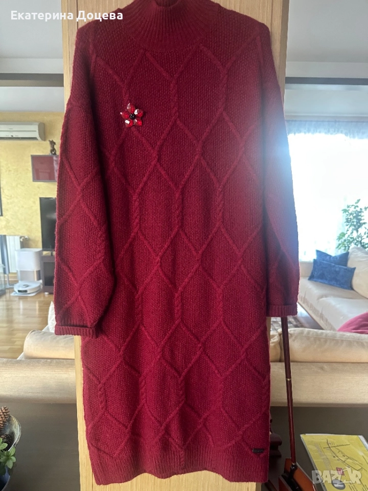 Рокля бордо плетиво, снимка 1