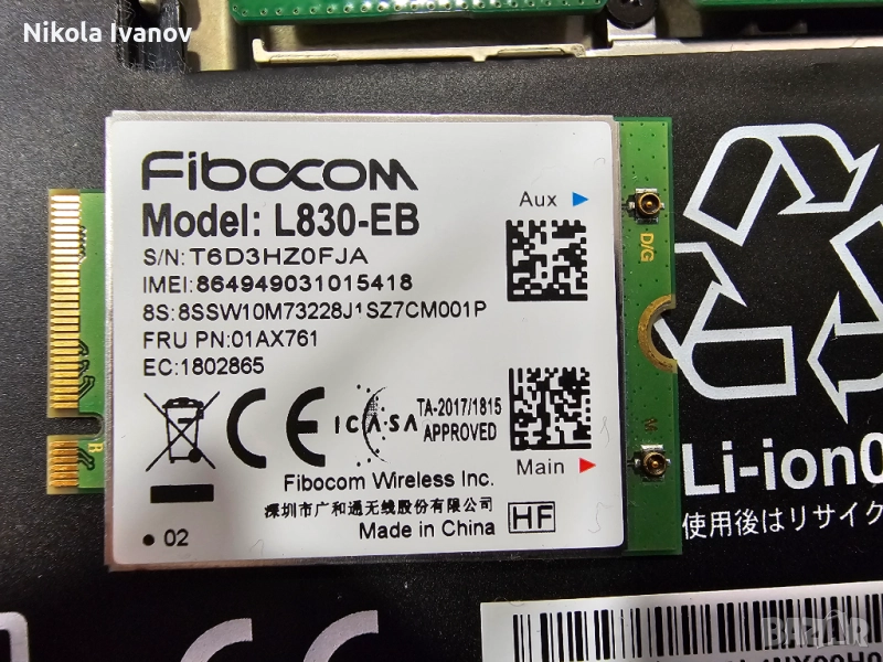 Fibocom L830-EB LTE 4G wireless module 01AX761 for THINKPAD X380/T480S/T480/X280/T580/L580/L480/S1 g, снимка 1
