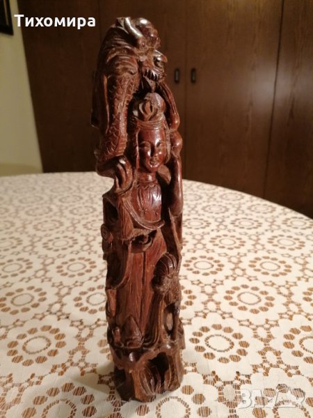 Оригинална дървена статуетка на богиня от индийската митология, снимка 1