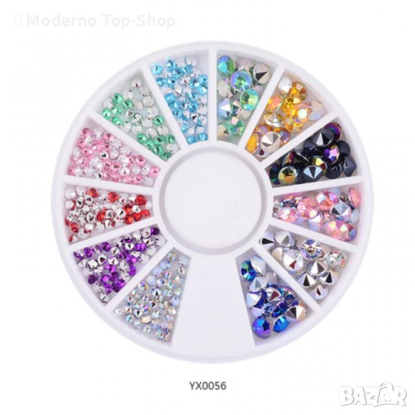 Цветни камъчета за нокти – 12 цвята., снимка 1