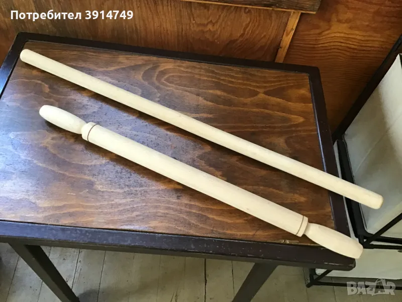 Дървена точилка естествен дъб, френски стил (дълга без дръжки), диаметър 2,6см, дължина 68,5см, снимка 1