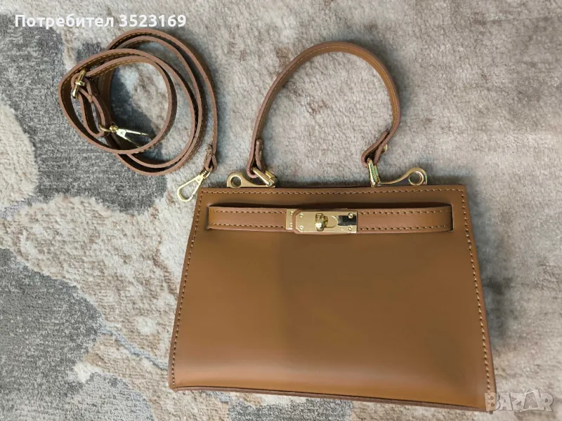 Малка кафява чанта естествена кожа, снимка 1
