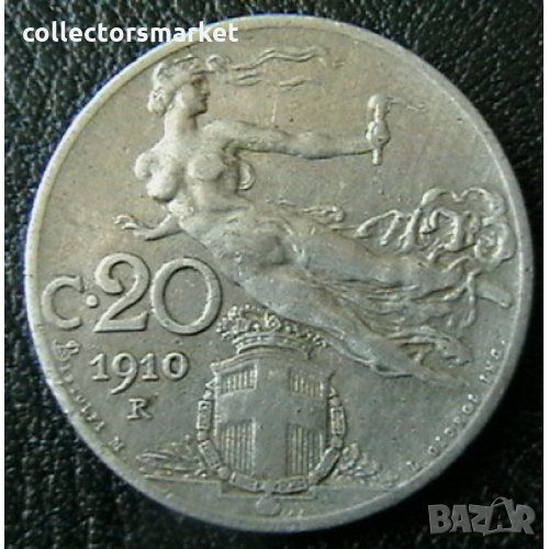 20 центисими 1910, Италия, снимка 1