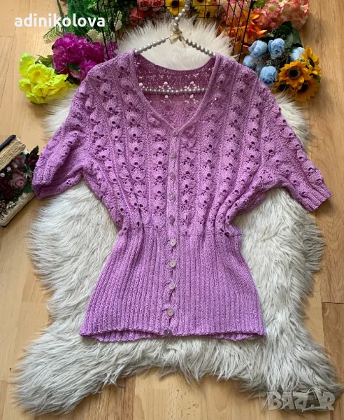 Лилава жилетка с къс ръкав, снимка 1