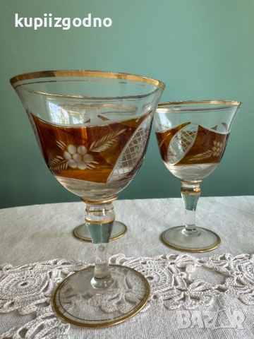 Старинни чаши със стол френски стил 3 броя, снимка 4 - Антикварни и старинни предмети - 51660951