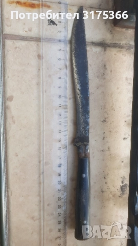 Стар кован овчарски нож с черен рог