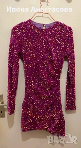 АСИМЕТРИЧНА РОКЛЯ ПАЕТИ, снимка 3 - Рокли - 47841818