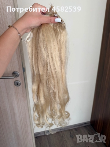 „100 г светло руси естествени екстеншъни с клипси “, снимка 1