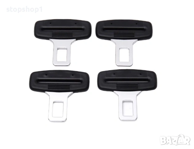 Комплект 4 бр Закопчалка за колан за кола, Betterlifefg, Инокс/пластмаса, черен/сребрист, 4 бр.