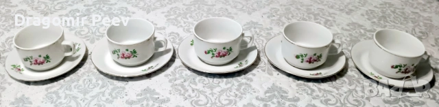 	Изискан винтидж сервиз за чай/кафе бял порцелан с нежни рози (5 сета)