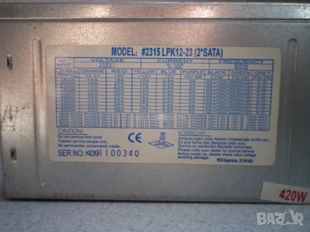 Захранване за компютър LPK12-23 420W , снимка 6 - Захранвания и кутии - 51424973