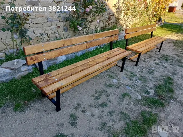 Пейка от прахово боядисан метален профил и иглолистна дървесина , снимка 2 - Градински мебели, декорация  - 47703119