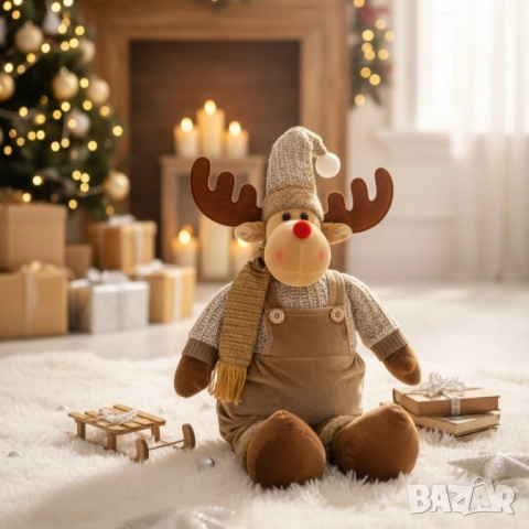 Плюшено еленче със зимни дрехи и червено носле, снимка 5 - Други стоки за дома - 52134023