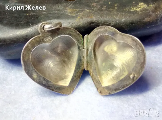 АрНУВО РЪЧНО ФЛОРАЛНО ОРНАМЕНТИРАН СРЕБЪРЕН МЕДАЛЬОН СЪРЧИЦЕ РАМКА За СНИМКИ СРЕБРО 925 АНГЛИЯ 30376, снимка 2 - Антикварни и старинни предмети - 50340807