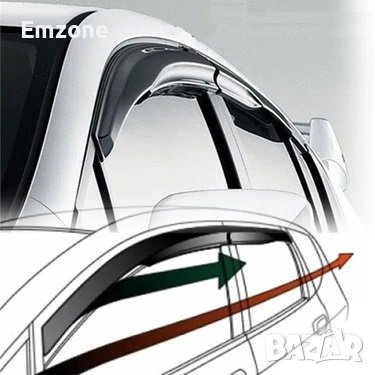 Ветробрани за външен монтаж черни 4 броя Опел Астра Astra J 2010 до 2015 предни задни седан, снимка 2 - Аксесоари и консумативи - 40332869