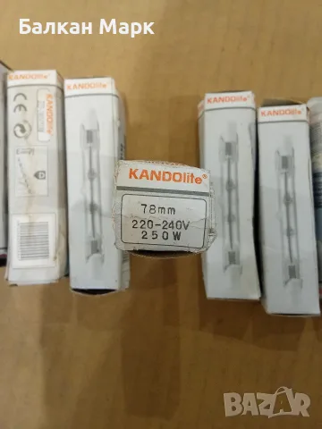 Лот 7 бр. Халогенни пури KANDOlite 78mm 250W – Датска марка, внос от Германия, снимка 2 - Крушки - 55958883