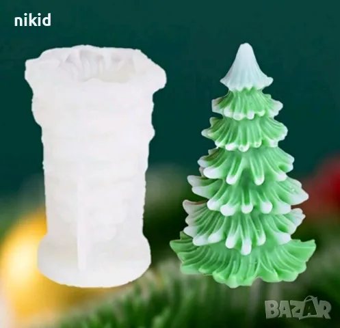 3D Елха Пърхава бор висока силиконов молд форма калъп фондан гипс шоколад свещ смола
