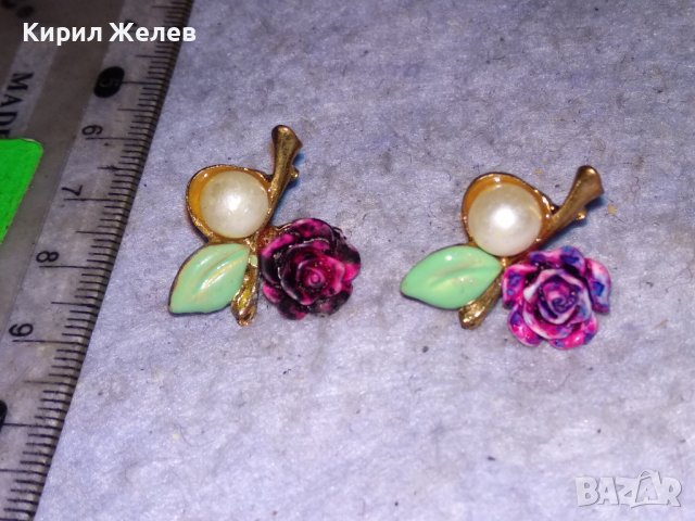 ПРЕКРАСНИ ФЛОРАЛНИ ПОЗЛАТЕНИ ПЕРЛЕНИ ЕМАЙЛИРАНИ АРТ НУВО ОБЕЦИ - РОЗИ от БЛАГОРОДНА СТОМАНА 10867, снимка 6 - Обеци - 41483960