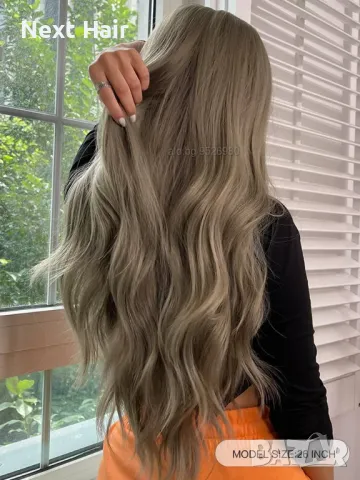 Тъмно руса перука с бретон, снимка 3 - Аксесоари за коса - 48465354