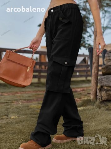 Модни дамски карго дънки с еластична талия в американски стил, 4цвята, снимка 15 - Дънки - 41915069