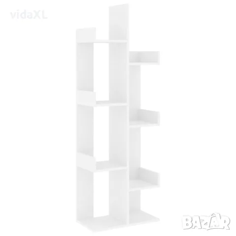 vidaXL Библиотека, бяла, 48x25,5x140 см, инженерно дърво
