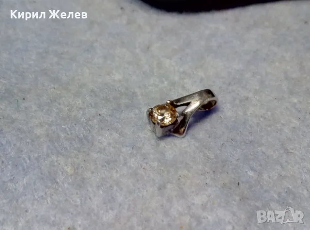 НЕЖЕН СКЪПОЦЕНЕН СРЕБЪРЕН ПЕНДАНТ РОДИРАНО СРЕБРО 925 с ФАСЕТИРАН ЖЪЛТ ЦИРКОН 19669