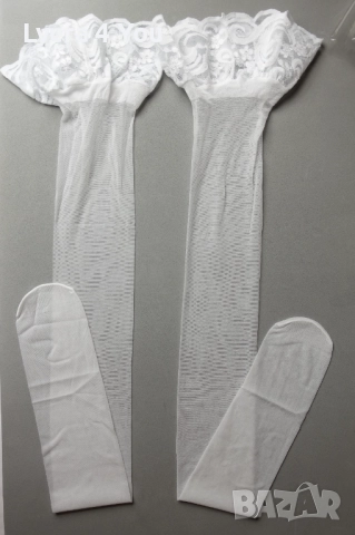 Dreamgirl бели чорапи със силикон One size, снимка 5 - Бельо - 52506948