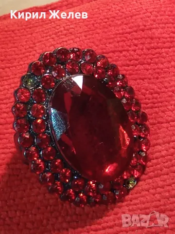 СТАР РАЗТЕГЛИВ ВИНТИДЖ АРТ ПРЪСТЕН с ЦВЕТНИ КРИСТАЛЧЕТА 39706, снимка 10 - Антикварни и старинни предмети - 46496481