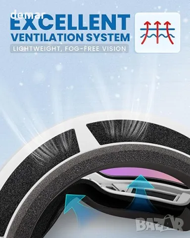 Ски очила OutdoorMaster Pulse, цилиндрични OTG без рамки със система за смяна на стъклата Lock & Fit, снимка 6 - Зимни спортове - 48491475