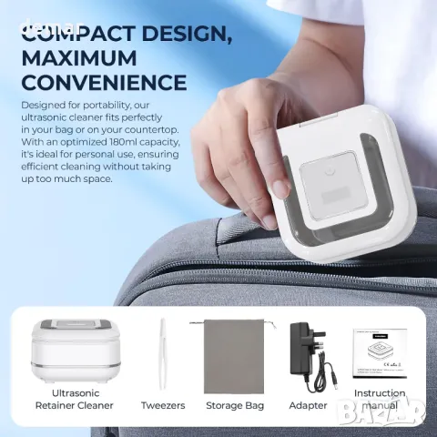 Ултразвуков почистващ апарат за фиксатори, 42kHz с UV почистване и два режима, снимка 7 - Други - 48966999