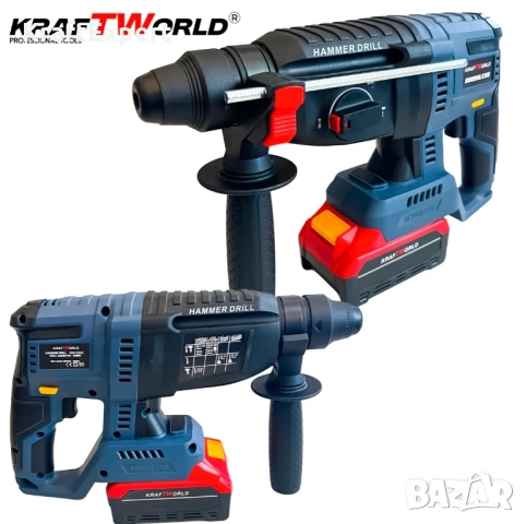 Комплект Акумулаторни Безчеткови Машини 4в1 от Kraftworld Ъглошлайф,Гайковерт,Винтоверт и Перфоратор, снимка 4 - Куфари с инструменти - 50488093
