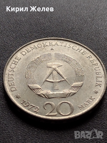 Монета 20 марки 1972г. ГДР-ГЕРМАНИЯ възпоменателна WILHELM PIECK 26674, снимка 3 - Нумизматика и бонистика - 36294670