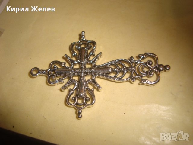 СРЕБРИСТ КРАСИВ ОРНАМЕНТИРАН НАГРЪДЕН КРЪСТ 24911, снимка 6 - Колиета, медальони, синджири - 34376339