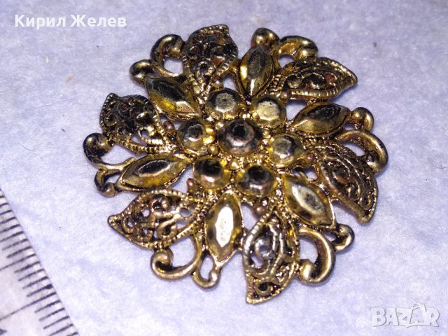 ФЛОРАЛНА ПОЗЛАТЕНА АЖУРНА РЕТРО АРТ СТИЛ БРОНЗОВА БРОШКА 37410, снимка 10 - Антикварни и старинни предмети - 41649141