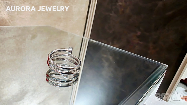 CARTIER Nail Juste un Clou Double White Gold Diamonds Пръстен Пирон, снимка 5 - Пръстени - 52870379