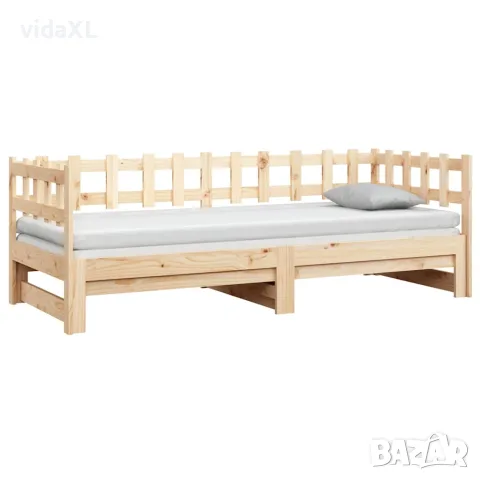 vidaXL Разтегателно дневно легло, 2x(90x200) см, борово дърво масив, снимка 8 - Спални и легла - 56148418