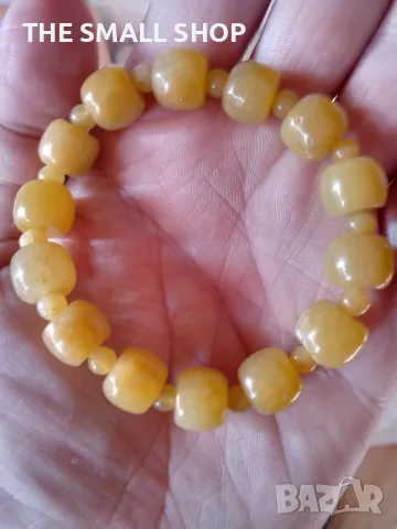 Гривна от златист нефрит със сертификат, снимка 3 - Гривни - 48140842