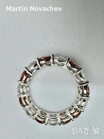 Сребърен пръстен с мойсанит (Диамант) 7.5 карата, снимка 6 - Пръстени - 53775863